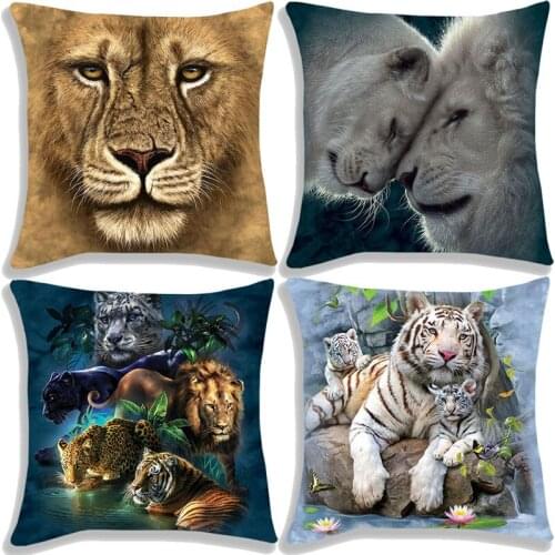Animal Tiger/Lion/Panda 3D Printing Pillow Case Sofa Home Decorative Pillowcases Throw Pillow Cover Singel-sided Pillowcovers