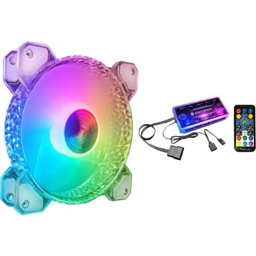 COOLMOON Crystal RGB , 12cm Silent Light-Emitting Cooling Fan for PC