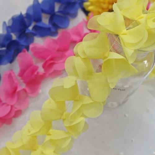 10Yards 65mm Chiffon Cluster Flowers Lace Trim Dress Clothing Fabric Applique Trimming Sewing Supplies Free Shipping