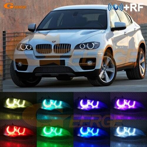 For BMW X6 E71 E72 X6M 2008-2014 Excellent RF remote Bluetooth App Ultra bright Multi-Color RGB LED Angel Eyes Day Light