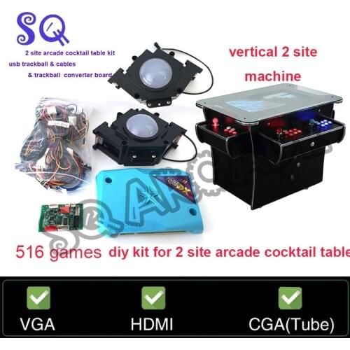 Two Side machine 516 vertical screen game Diy Kit 2 Players for Table USB Trackball Cables Tracking Ball Converter Board Delay
