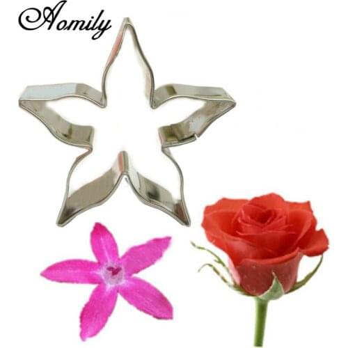 Aomily DIY Rose Flower Calyx Serrate Leaves Biscuit Fondant Cake Baking Tool Stainless Steel Cookie Cutter Mould Icing Mold