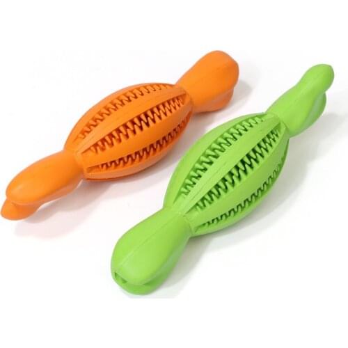 Dog Toy Interactive Rubber Rugby Bone Molar Stick Resistant To Bite Leaky Feeding Ball Pet Dog Chew Toys Tooth Cleaning Training