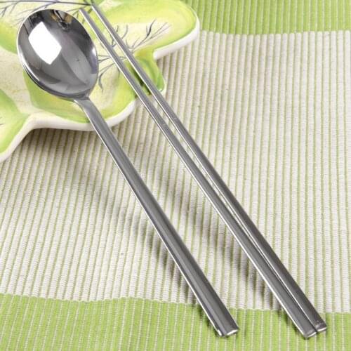 Korean 2 sets Stainless Steel Chopsticks & Spoon Tableware Set