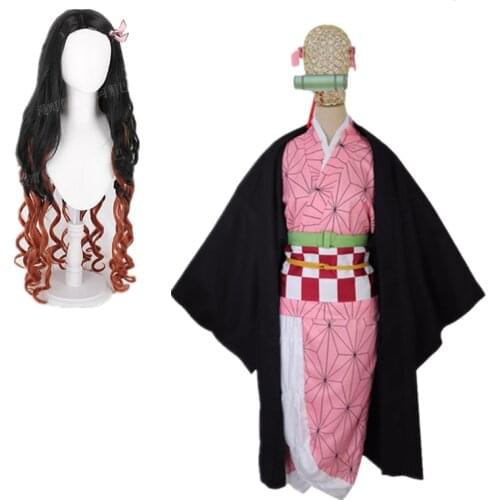 Demon Slayer Kamado Nezuko Cosplay Kids Costume Girls Japanese Kimono Uniform Halloween Kimetsu no Yaiba Costumes For Children