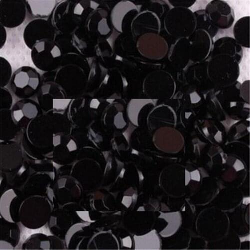 2-12MM DIY Bling Black Color Round Acrylic Rhinestones Flatback Acrylic Stones no Glue for Hand Craft Arts Decoration