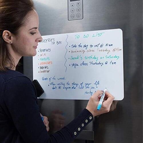 A5 Dry Wipe Magnetic Fridge Whiteboard Home Notice Memo Message Board with Pen It is magnetic, stick to metal automatically.Wipe