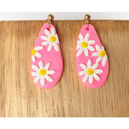Minar Irregular Geometrical Little Daisy Polymer Clay Daisy Earring for Women Girls Delicate Summer Earring Jewelry Pendientes