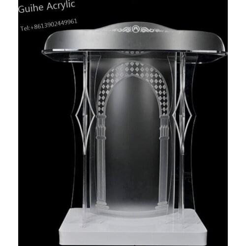 Displays2go Floor Standing Speaking Podium, Slanted Top, Quick Assembly Theater Furniture