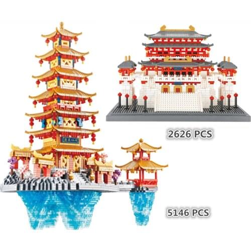 New Arrive Architecture Castle In The Sky Building Block DIY Tang Dynasty Palace Bricks Educational Kids Toys Light Available