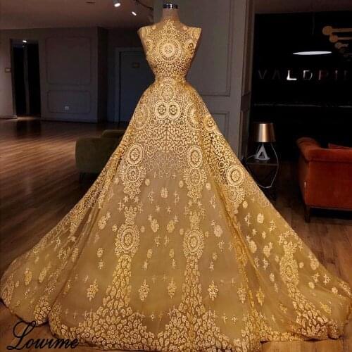 New Arrival Yellow Sequin Celebrity Dresses A-Line Sleeveless Illusion Red Carpet Dress Runaway Robe De Soiree Party Gowns