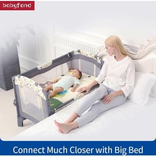 Valdera Portable Foldable Crib Multi-function Baby Bed BB Bed stitching Newborn Shaker