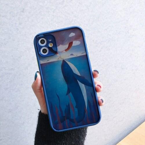 Cute blue whale cartoon Phone Case Transparent for iPhone 11 pro max 12 mini 12 pro XR X XS MAX 8 7 Plus 6 6S Plus X SE 2020 XR