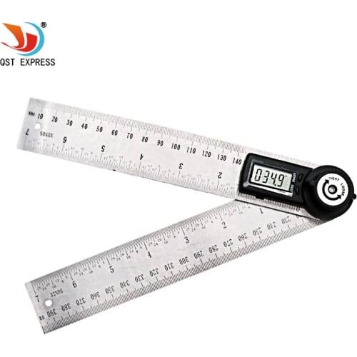 QSTEXPRESS 2 IN 1 digital angle ruler 360 degree 200mm electronic digital angle meter angle