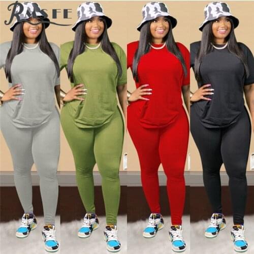 RMSFE 2020 Elegant Offcie Fashion O-neck Two Piece Set Solid 2 Piece Set Women Short Sleeve Top And Pant Summer Sets