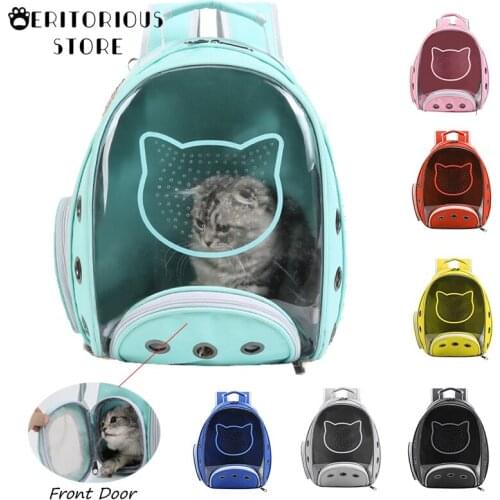 Free Shipping Pet Cat Carrier Backpack with Window Breathable Portable Outdoor Travel Bag for Cat Dog Transparent Space Capsule