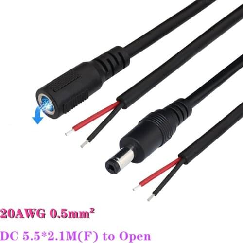 20AWG Male / Female DC5.5 Cable 5.5MM * 2.1MM 5.5 2.1 Socket Power Adapter Connector Wire for LED Strip Light 0.3M 0.5M 1M 2M 3M