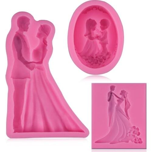 Groom and bride wedding silicone fondant mold wedding chocolate pudding cake mold baking cake border decoration tool