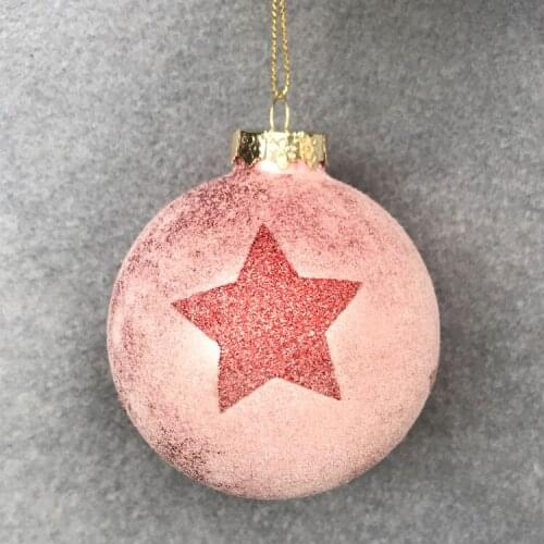 Christmas Tree Ornament Glass Ornament small shopping mall display window foreign trade 8cm powder pentagonal planet