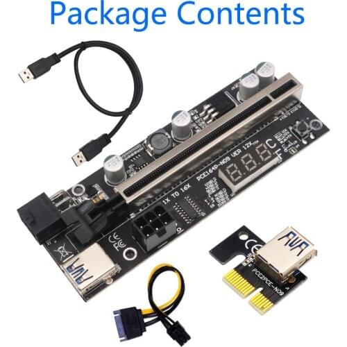 USB 3.0 PCI Express 16X to 1X Extender Transfer Card PCI-E Riser Card Extender Adapter Converter with Temperature Sensor