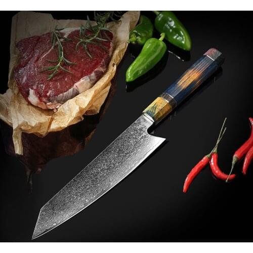 JUNSHENG Santoku Japanese kitchen knife Damascus steel chefs knife sharp steak slicer knife cooking tools