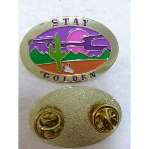 Customized zinc alloy enamel pins with gold plating+butterfly clutch without epoxy