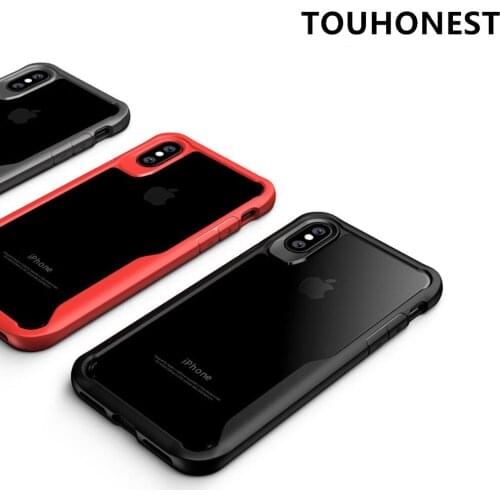TOUHONEST Full Protective Case for iPhone X TPU & PC Hard Clear Anti-knock Back Cover for iPhoneX 2017 5.8" 10 Ten Phone Funda