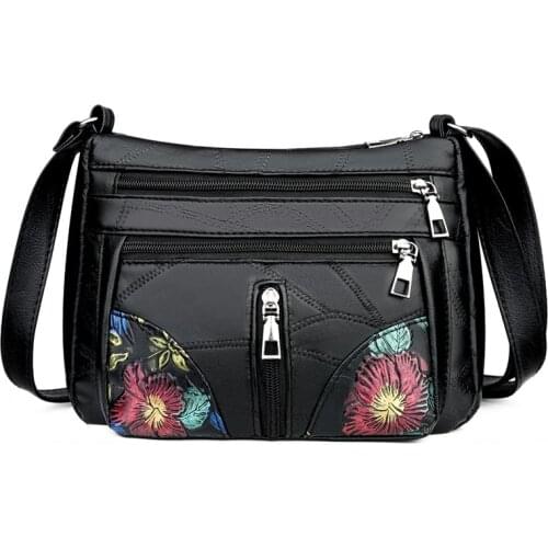 Female Handbag Soft Pu Leather Bag 2021 Women Casual Shoulder Bags for Ladies Crossbody Bags Simple Multi-Pocket Design Fashion