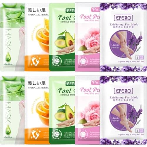 10Pairs Exfoliating Foot Mask Whitening Moisture Feet Peeling Mask Socks for Pedicure Skin Care Dead Skin Removal Feet Patches