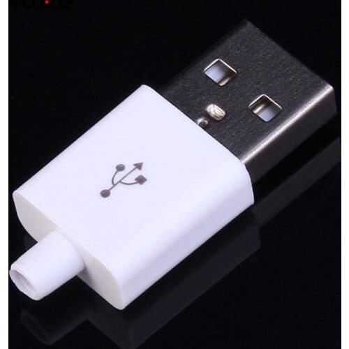 10PCS DIY Micro USB 2.0 Male Plug Connectors Type A Kit Covers White 5P Data Line Accessories 5 PIN