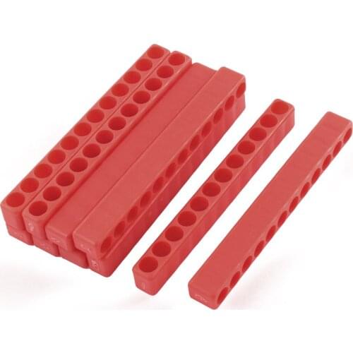 100mm Long 7mm Dia 12-Hole Screwdriver Bit Holder Block Red 10 Pcs