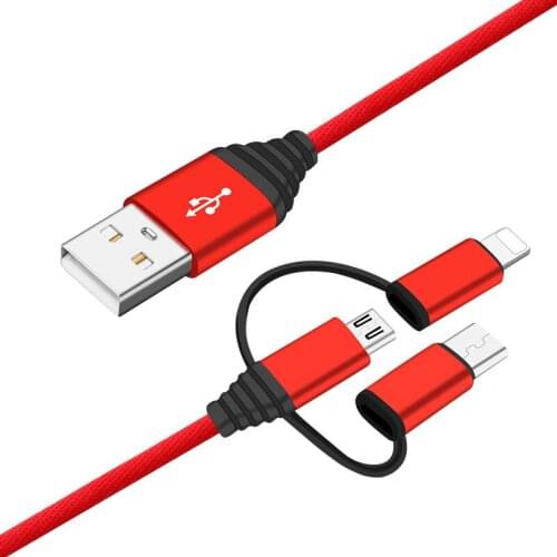 3 in 1 Multiple Cables,Nylon Braided USB Fast Charging Cord with Type C / for Lightning / Micro for iPhone /Galaxy S8 and more