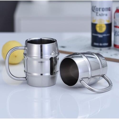 400ml Stainless Steel Beer Cup Mugs Outdoor Camping Western Tea Coffee Cup With Handle Insulated Portable Water Cup Drinkware