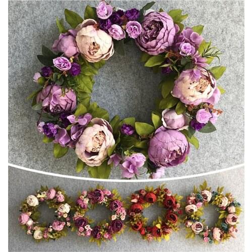European Wall Hanging Home Peony Wreath Door Lintel Door Decoration Wall Christmas Decoration Portable Ornaments Party Supplies