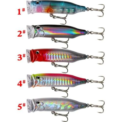 5pcs/7cm/9.4g Popper Fish Bait Floating Minnow Lure Bait Sea Fishing Freshwater Lure Swim Bait