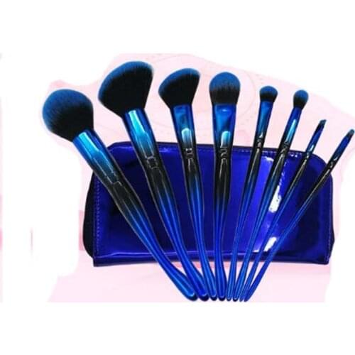 Special plastic handle soft synthetic hair blush powder foundation eyeshaow brushes 8pcs make up brush set with nice bag
