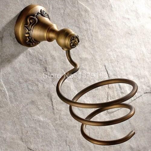 Bathroom Accessories Antique Brass Hair Dryer Holder Wall Mounted Retro Dryer Holder aba427