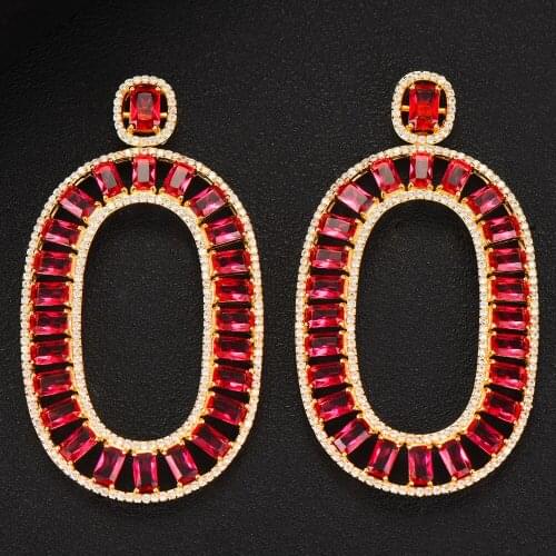 GODKI Jimbora Big 58mm Charm Bohemia Nigerian Oval Pendant Earrings For Bridal Wedding Party Dangle Earrings Green Red For Women