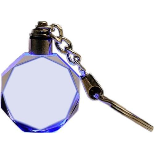 Customized No Logo K9 Crystal Key Chains Gift Car Key Decoration Laser Engraved Logo Patterns With LED Light