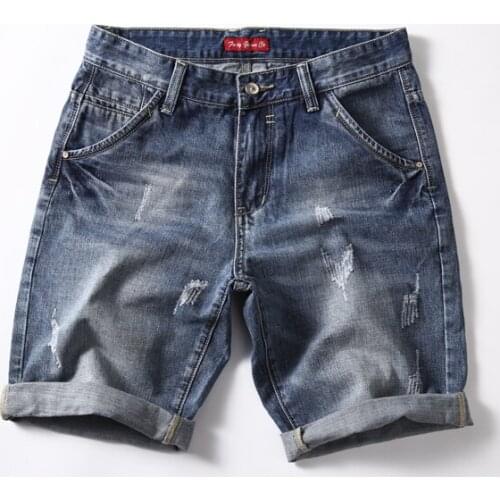 Classic Denim Shorts Men 2020 Summer Fashion Casual Slim Fit Ripped Blue Short Jeans Male Brand Clothes