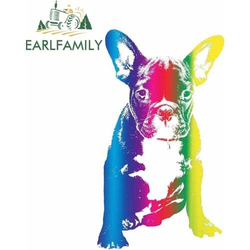 EARLFAMILY 13cm x 7.7cm For French Bulldog Vinyl Material Car Stickers Car Door Protector Decal Waterproof Sunscreen Decoration