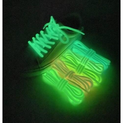 1 Pair Fluorescent Shoe Laces Sneakers Luminous Shoelaces Woman and Men Party Coconut Shoelace Round Night Run Casual 5 Colors