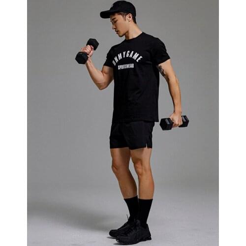 Mens New Summer Fitness Short Sleeve Cotton Casual Simple Breathable Running T-Shirt Training Slim Body Matching Short Sleeve