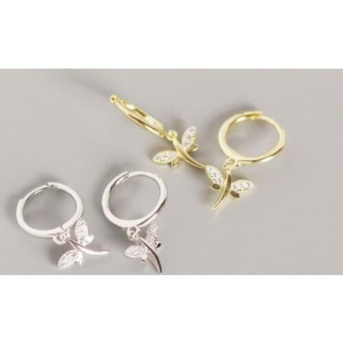 Hot Sale Dragonfly Earrings S925 Silver Color Earrings Fashion Cute Animal Jewelry Girlfriend Pop Jewelry Ladies Wedding Jewelry