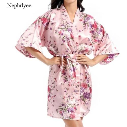 2021 New Fashion Satin Robe Female Bathrobe Sexy Peignoir Femme Silk Kimono Bride Dressing Gown Sleepwear For Women SLP219