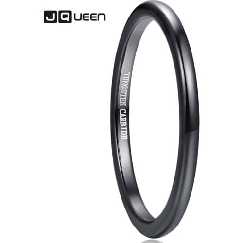 New Simple 2mm Width Tungsten Carbide Ring Wedding Band Promise Anel Masculino Black Fully Polished Tungsten Steel Ring Jewelry