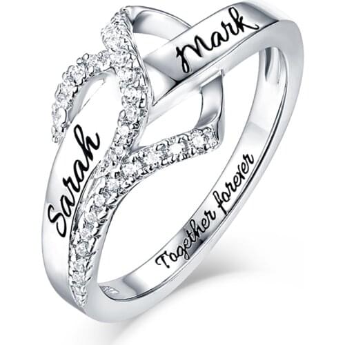 Uonney Dropshipping Customized Heart CZ Ring Valentines Day Gift Jewelry Birthstone Name Rings For Women Local Shipping