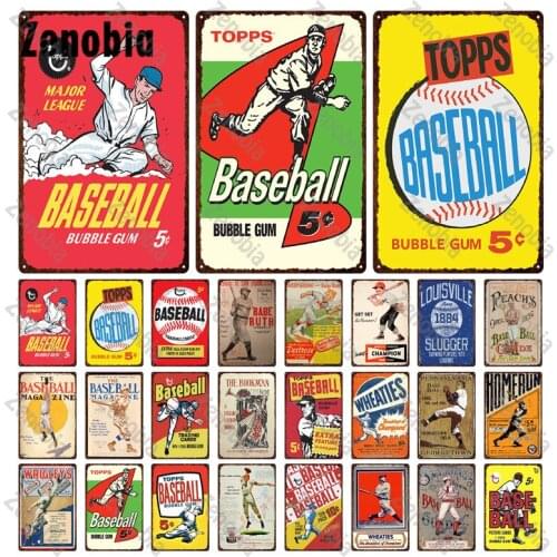 Baseball Metal Sign Tin Sign Vintage Wall Decoration Baseball Bubble Gum Man Cave Club Baseball Field Tin Plate Wall Art Decor