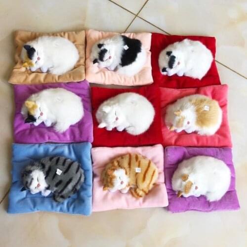 Simulation Mini Cat Cute Cloth Pad Plush Cats Children Birthday Gifts Creative Decoration Imitation Cat Doll Home Decor Supplies