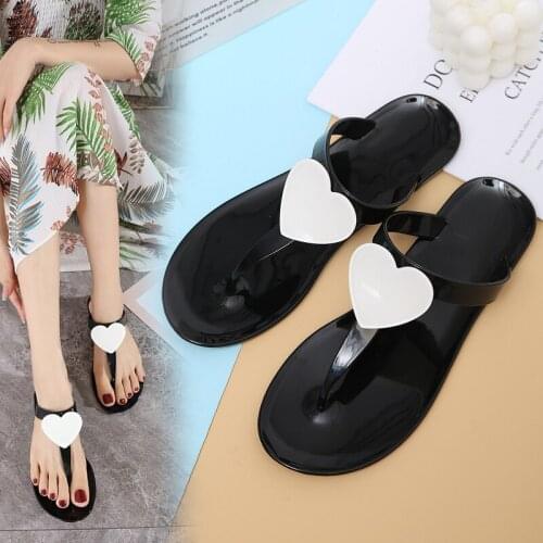 Fashion Women Flip Flop Bohemian Style Beautiful Love Sexy Jelly Flat Slippers (Size 36-41)